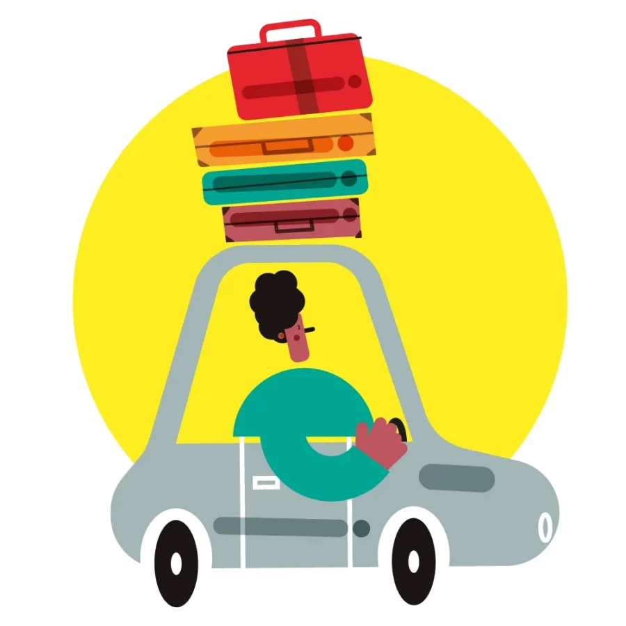 Crônica "Road trip", publicada no Rascunho em 14/09/2023. Ilustração: Thiago Lucas. https://rascunho.com.br/cronistas/carolina-vigna/road-trip/