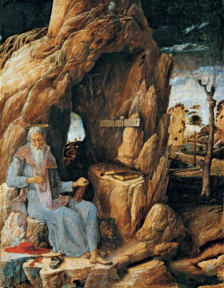 Crônica "Penitentes na fila", publicada em 05/06/2025 no Jornal Rascunho. Imagem: “São Jerônimo penitente no deserto”, de Andrea Mantegna. Disponível em: https://rascunho.com.br/cronistas/carolina-vigna/penitentes-na-fila/